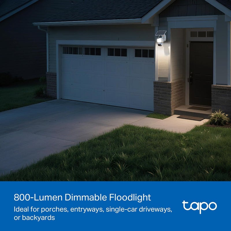 tapo 2K Dimmable Floodlight Security Camera Outdoor Wireless w/Solar Panel, Pan/Tilt, 360º AI Tracking, Free Person/Vehicle Detection, Works w/Alexa and Google Assistant, SD/Cloud, C615F KIT - Image 3